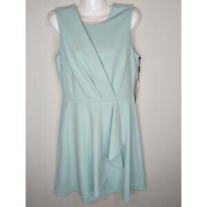 Calvin Klein High Neck Drape Crepe Sheath Green Mini Dress Women's Size 6 NWT